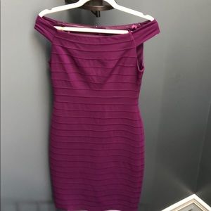 Adrianna Papell Magenta Off Shoulder Dress